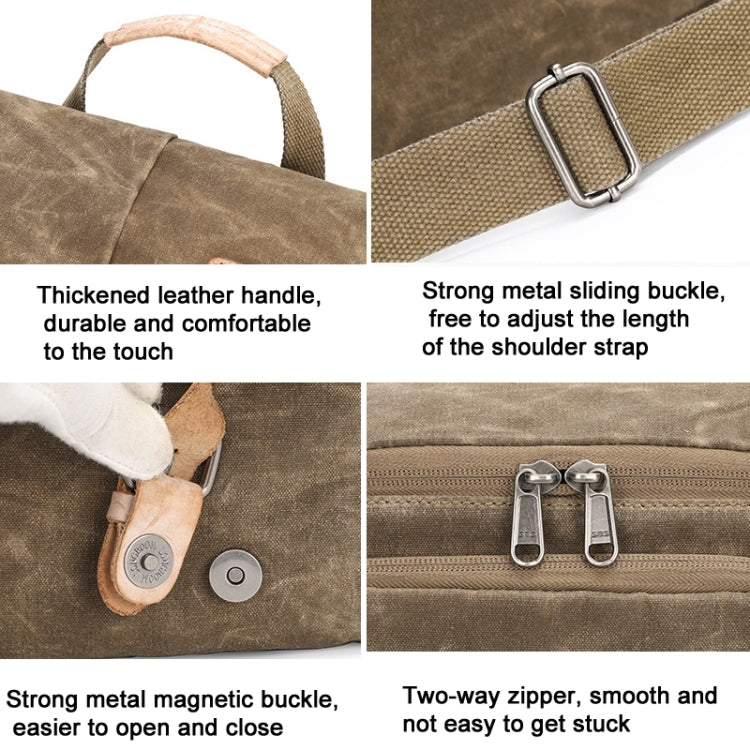 Frendorf | Kameraschoudertas Batik Canvas Waterdicht Fotografie SLR Camera Tas (Khaki)