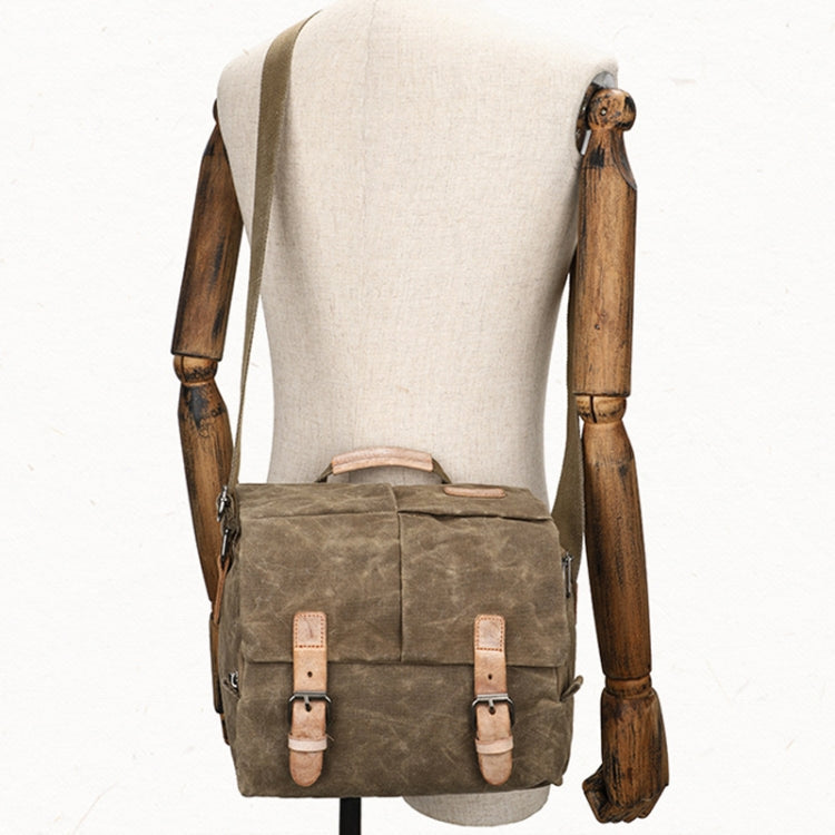 Frendorf | Kameraschoudertas Batik Canvas Waterdicht Fotografie SLR Camera Tas (Khaki)