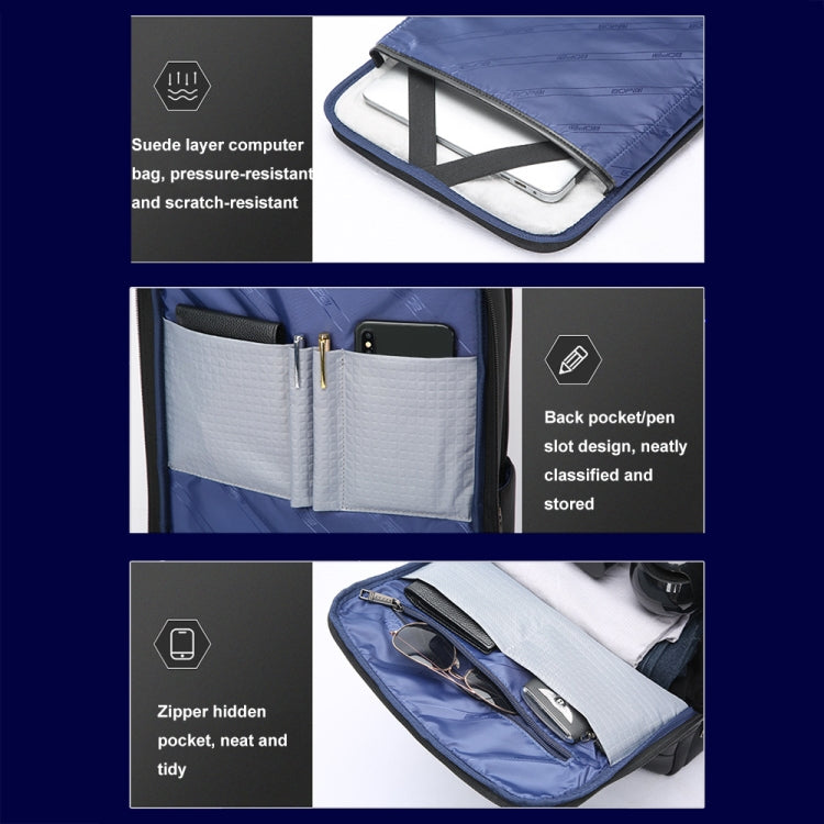 Frendorf | Bopai 61-51011 Große-Kapazität Wasserfest Geschäft Laptop Rucksack Mit USB+Type-C Anschluss (Schwarz)