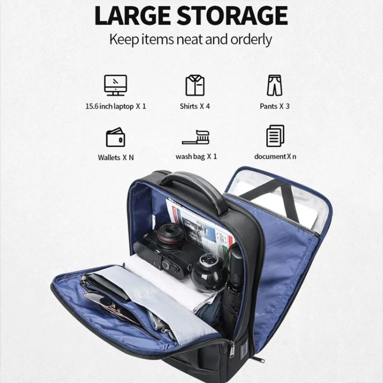 Frendorf | Bopai 61-51011 Große-Kapazität Wasserfest Geschäft Laptop Rucksack Mit USB+Type-C Anschluss (Schwarz)