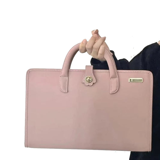 Frendorf | 15,6 / 16 Zoll Pink Mädchen Stil PU Laptop Tasche Schutzhülle mit Griff