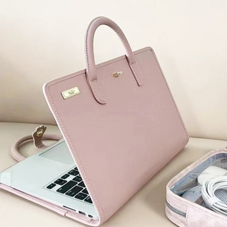 Frendorf | 15,6 / 16 Zoll Pink Mädchen Stil PU Laptop Tasche Schutzhülle mit Griff