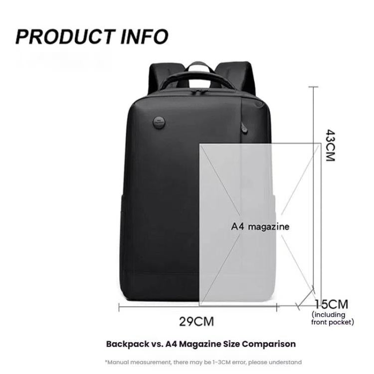 Frendorf | WEPOEWR Herren 14-Zoll Laptop Rucksack Wasserdicht Große Kapazität Business Pendler Rucksack (Schwarz)