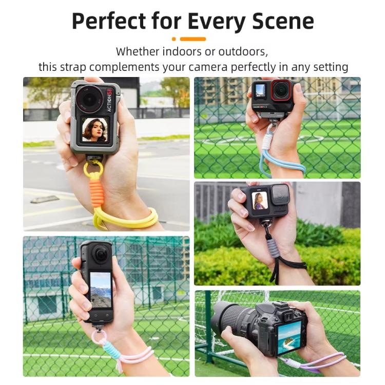 Frendorf | BRDRC Sportcamera Handriem Met 1/4 inch Schroef Verliespreventie Riempje Polsaccessoires (Zwarte Touw Grijze Knoop)