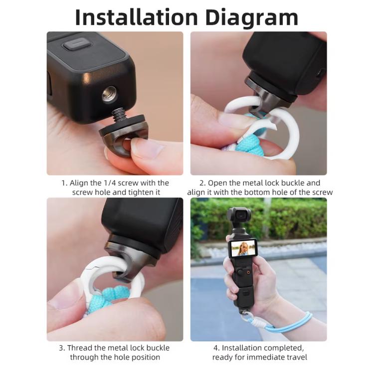 Frendorf | BRDRC Sportkamera Handgelenklanyard mit 1/4 Zoll Schraube Verlustverhinderung Lanyard Handgelenkschlaufe Zubehör (Lila Seil Weißer Knoten)