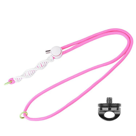 Frendorf | BRDRC Sport Camera Lanyard Met 1/4 Inch Schroef Anti-Verlies Crossbody Lanyard (Roze Touw Witte Knoop)