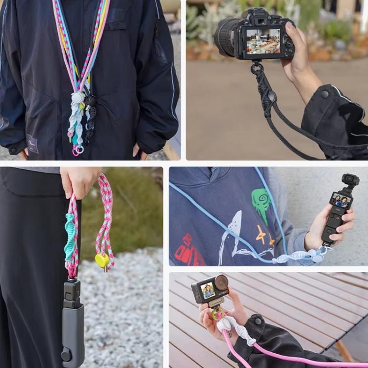 Frendorf | BRDRC Sportkamera Halsband Mit 1/4 Zoll Schraube Anti-Verlust Crossbody Halsband (Schwarzes Seil Grauer Knoten)