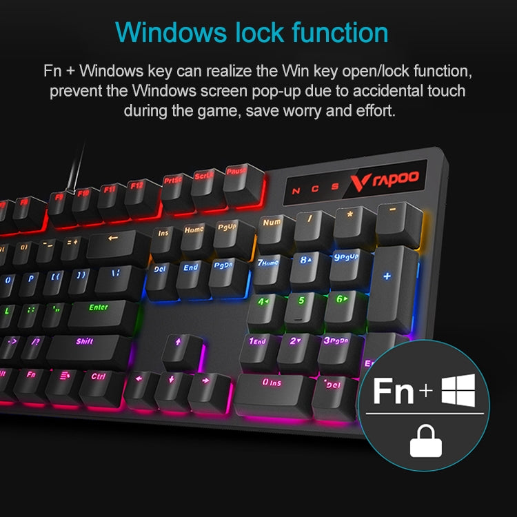 Frendorf | Rapoo V500 PRO Mixed Light 104 Tasten Desktop Laptop Computer Spiel Esports Büro Zuhause Tippen Kabelgebunden Mechanische Tastatur (Rote Achse)