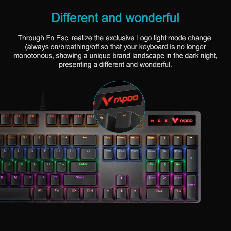 Frendorf | Rapoo V500 PRO Mixed Light 104 Tasten Desktop Laptop Computer Spiel Esports Büro Zuhause Tippen Kabelgebunden Mechanische Tastatur (Rote Achse)