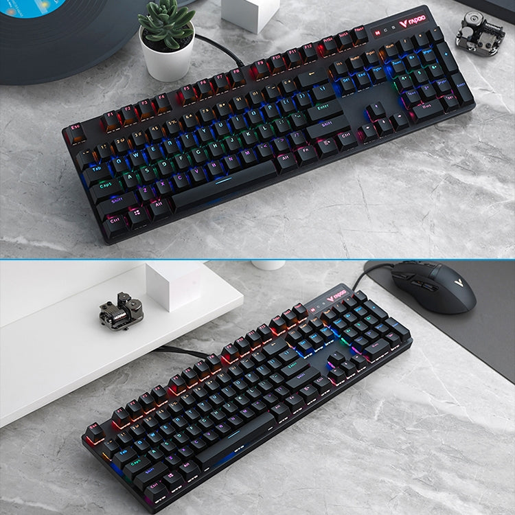Frendorf | Rapoo V500 PRO Mixed Light 104 Tasten Desktop Laptop Computer Spiel Esports Büro Zuhause Tippen Kabelgebunden Mechanische Tastatur (Rote Achse)