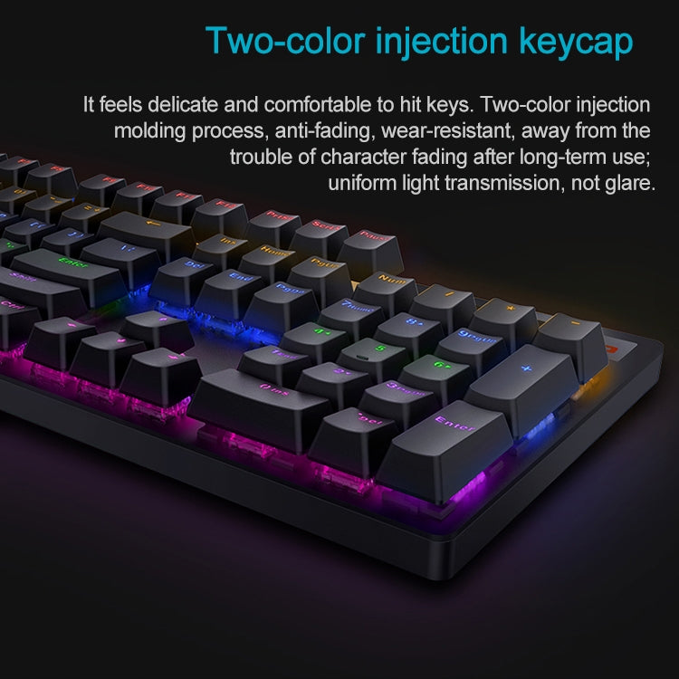 Frendorf | Rapoo V500 PRO Mixed Light 104 Tasten Desktop Laptop Computer Spiel Esports Büro Zuhause Tippen Kabelgebunden Mechanische Tastatur (Rote Achse)