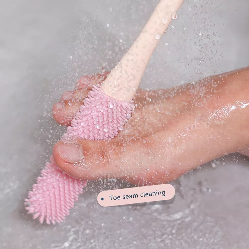 Frendorf | Toe Gap Reinigungsbürste mit langem Griff Grau-1 Set (Reinigungsbürste + Anti-Juckreiz Bürste)