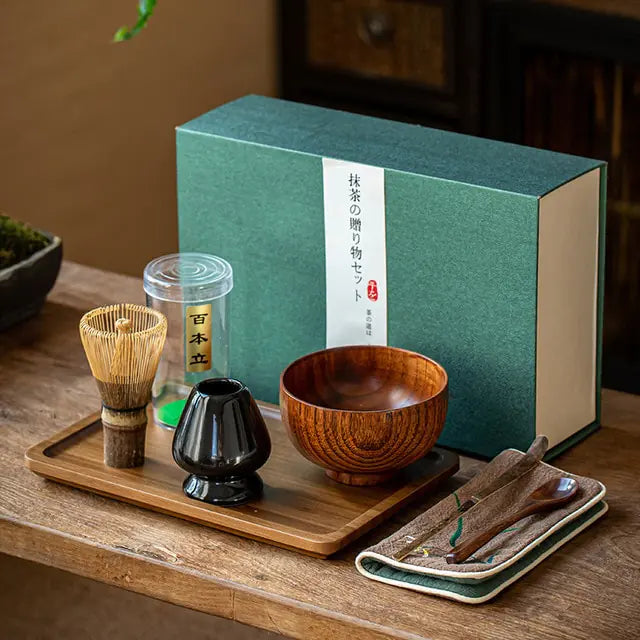 Frendorf | Zenmatcha Teezeremonie Set – Komplettes Matcha Geschenkeset mit Bambusbesen und Schale
