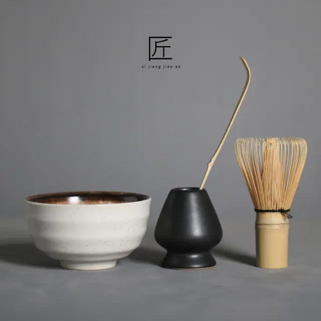 Frendorf | Zenmatcha Teezeremonie Set – Komplettes Matcha Geschenkeset mit Bambusbesen und Schale