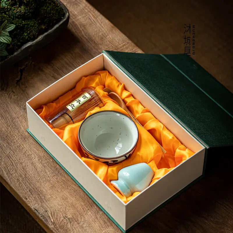 Frendorf | Zenmatcha Teezeremonie Set – Komplettes Matcha Geschenkeset mit Bambusbesen und Schale