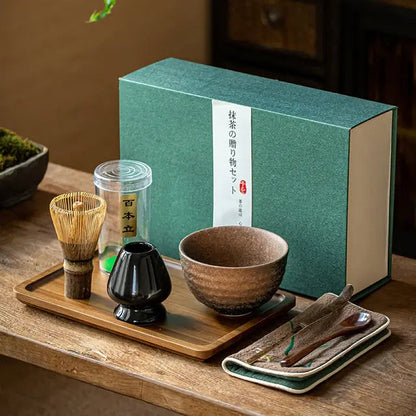 Frendorf | Zenmatcha Teezeremonie Set – Komplettes Matcha Geschenkeset mit Bambusbesen und Schale