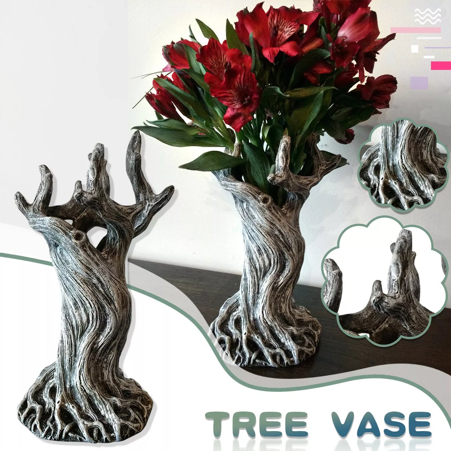 Frendorf | EnchantedWood Baumvase | Mystischer Wald Look | Dekovase für Zuhause | Natur Deko