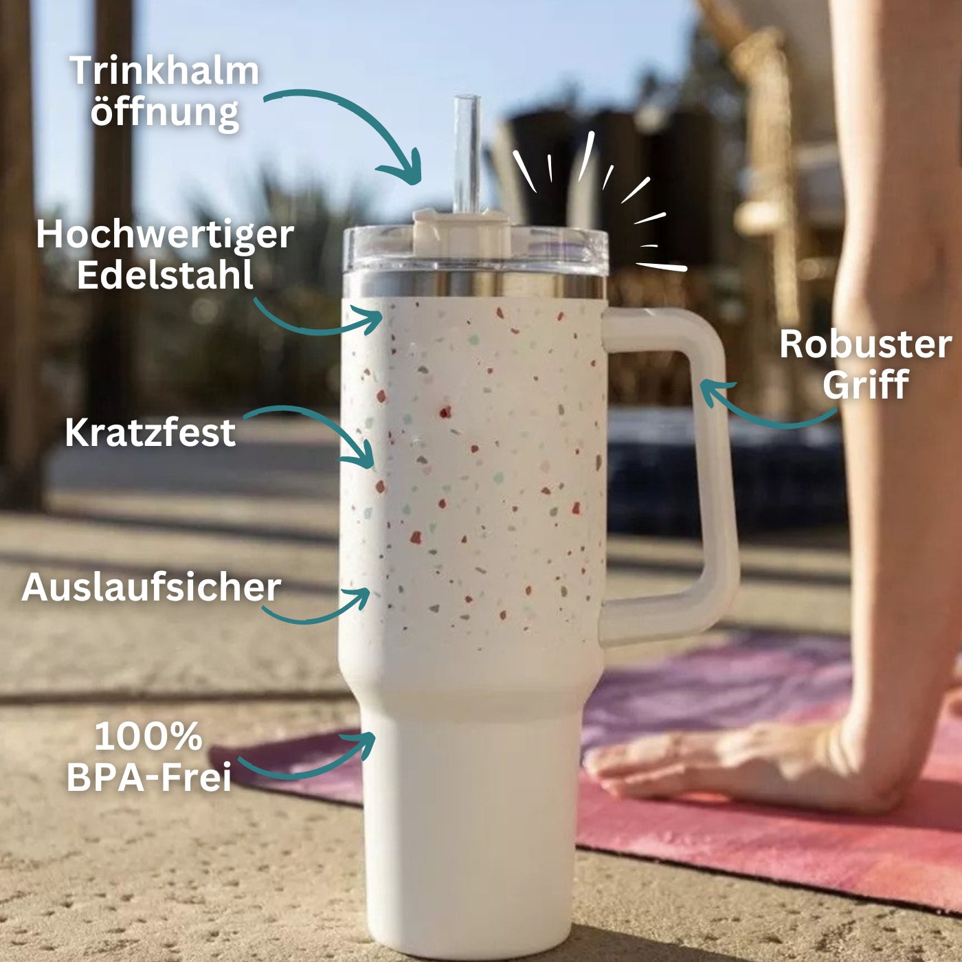 Frendorf | Mobile Thermo Tasse mit Strohhalm
