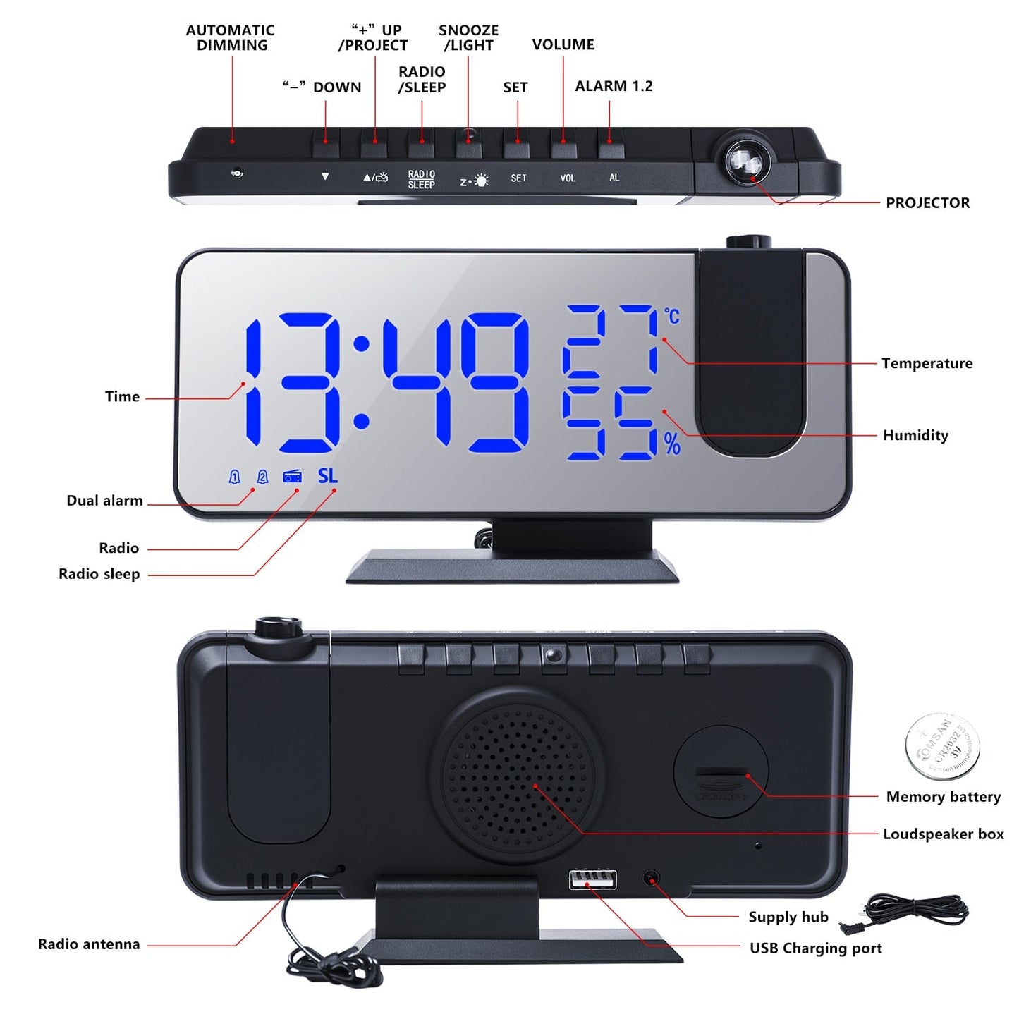 Digital Radio Wecker Projektionsuhr