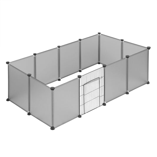 DIY Metall Draht Tierlaufstall mit Tür, 11-teiliges modulares Gehege für Kleintiere wie Meerschweinchen, Kaninchen, Hamster und Igel