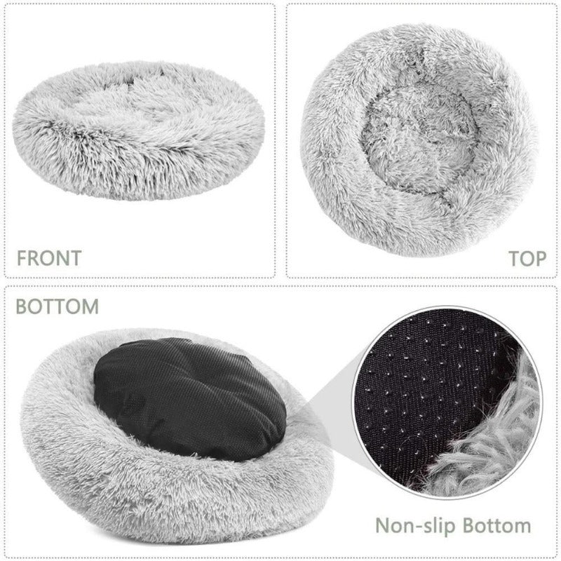 Runder Plüsch beruhigender Donut-Katzenbett-Nest