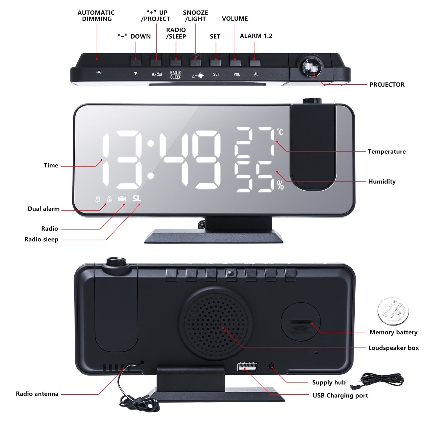 Digital Radio Wecker Projektionsuhr