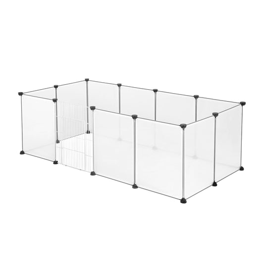 DIY Metall Draht Tierlaufstall mit Tür, 11-teiliges modulares Gehege für Kleintiere wie Meerschweinchen, Kaninchen, Hamster und Igel