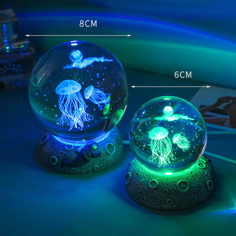 Frendorf | AquaGlobe Kristallkugel Nachtlicht | Unterwasserwelt LED Lampe | Stimmungslicht & Deko für Zuhause