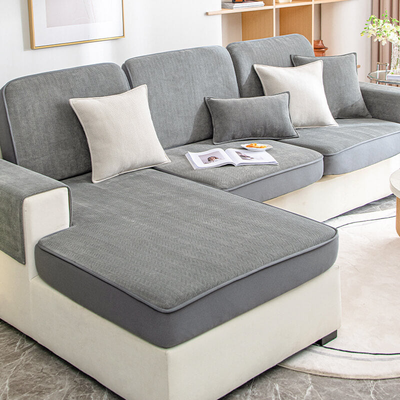 Universelle Stretch Chenille Möbel Schutz Fischgrät Couchbezug