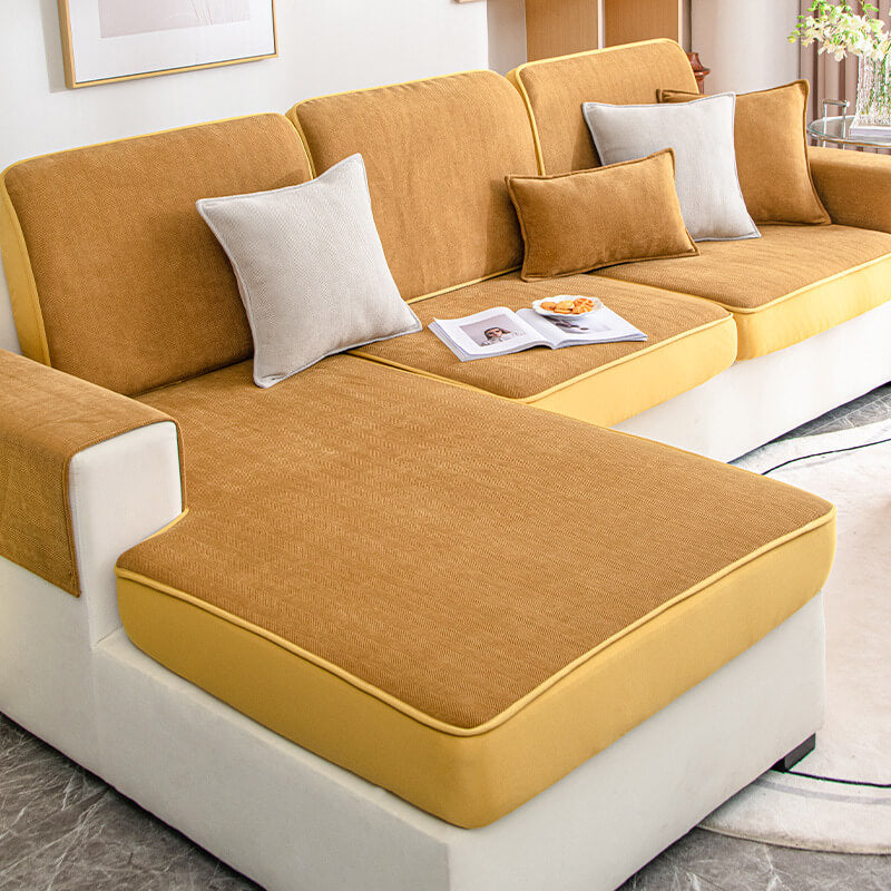 Universelle Stretch Chenille Möbel Schutz Fischgrät Couchbezug