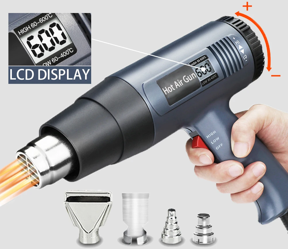 Frendorf | 2000W Industrie Elektro-Heißluftgebläse mit digitalem LCD-Display einstellbare Temperatur – ProTherm