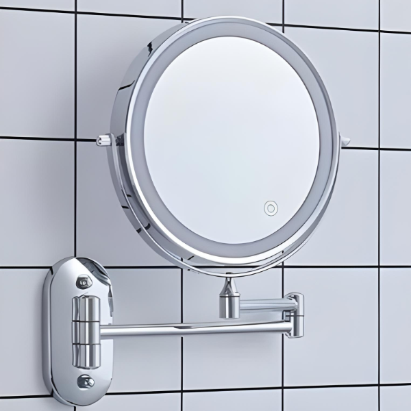 Frendorf | ReflectPro LED Vergrößerungsspiegel | Wiederaufladbar | Kosmetik & Badezimmer | Chromsilber