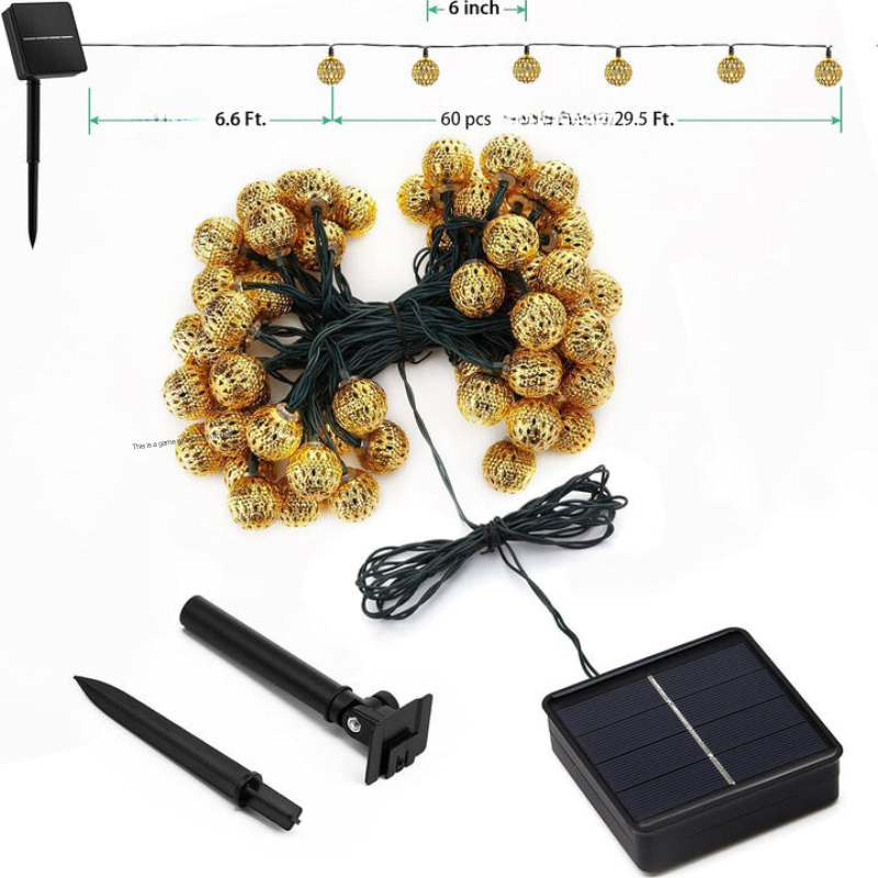 Frendorf | Marokkanische wasserdichte Solar-Lichterkette, l 12 Meter, 100 LED-Lampen, l 8