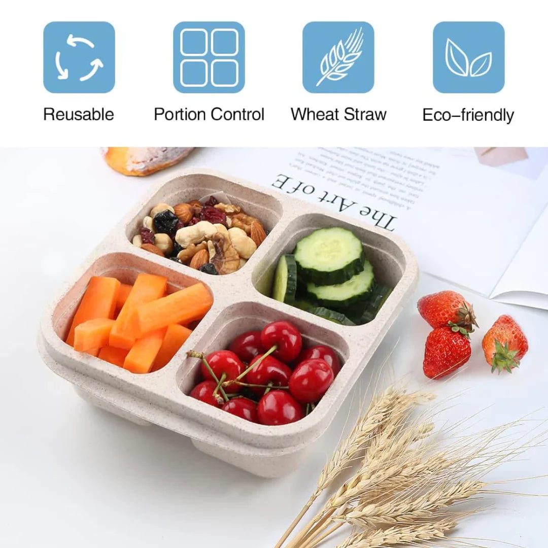 Frendorf | Bento-Style 4-Fach Meal-Prep-Boxen im 4er-Pack – Nachhaltig und Praktisch
