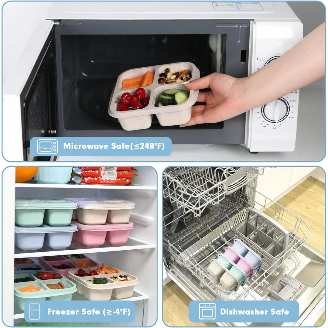 Frendorf | Bento-Style 4-Fach Meal-Prep-Boxen im 4er-Pack – Nachhaltig und Praktisch