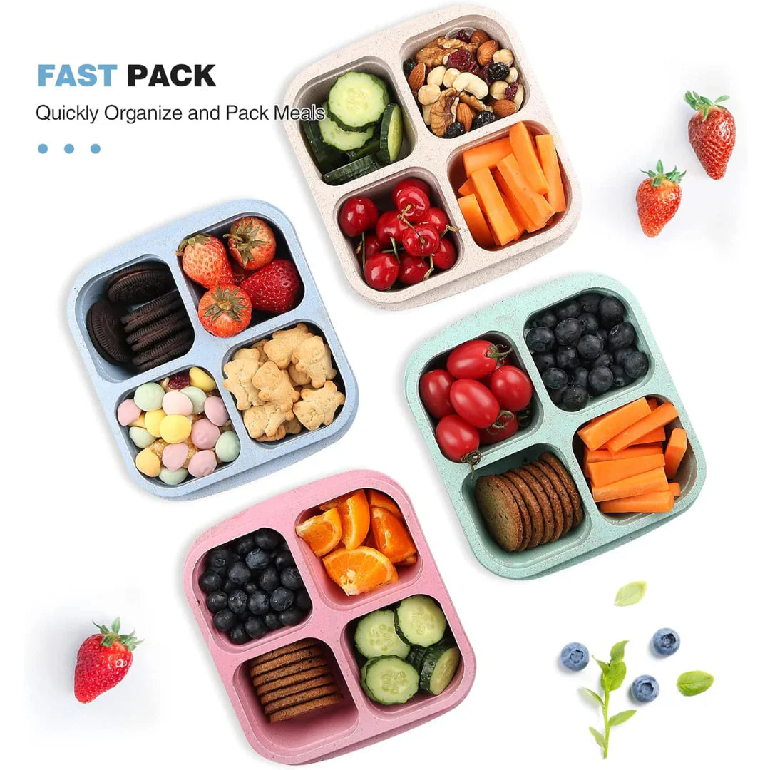 Frendorf | Bento-Style 4-Fach Meal-Prep-Boxen im 4er-Pack – Nachhaltig und Praktisch