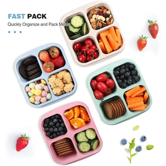 Frendorf | Bento-Style 4-Fach Meal-Prep-Boxen im 4er-Pack – Nachhaltig und Praktisch