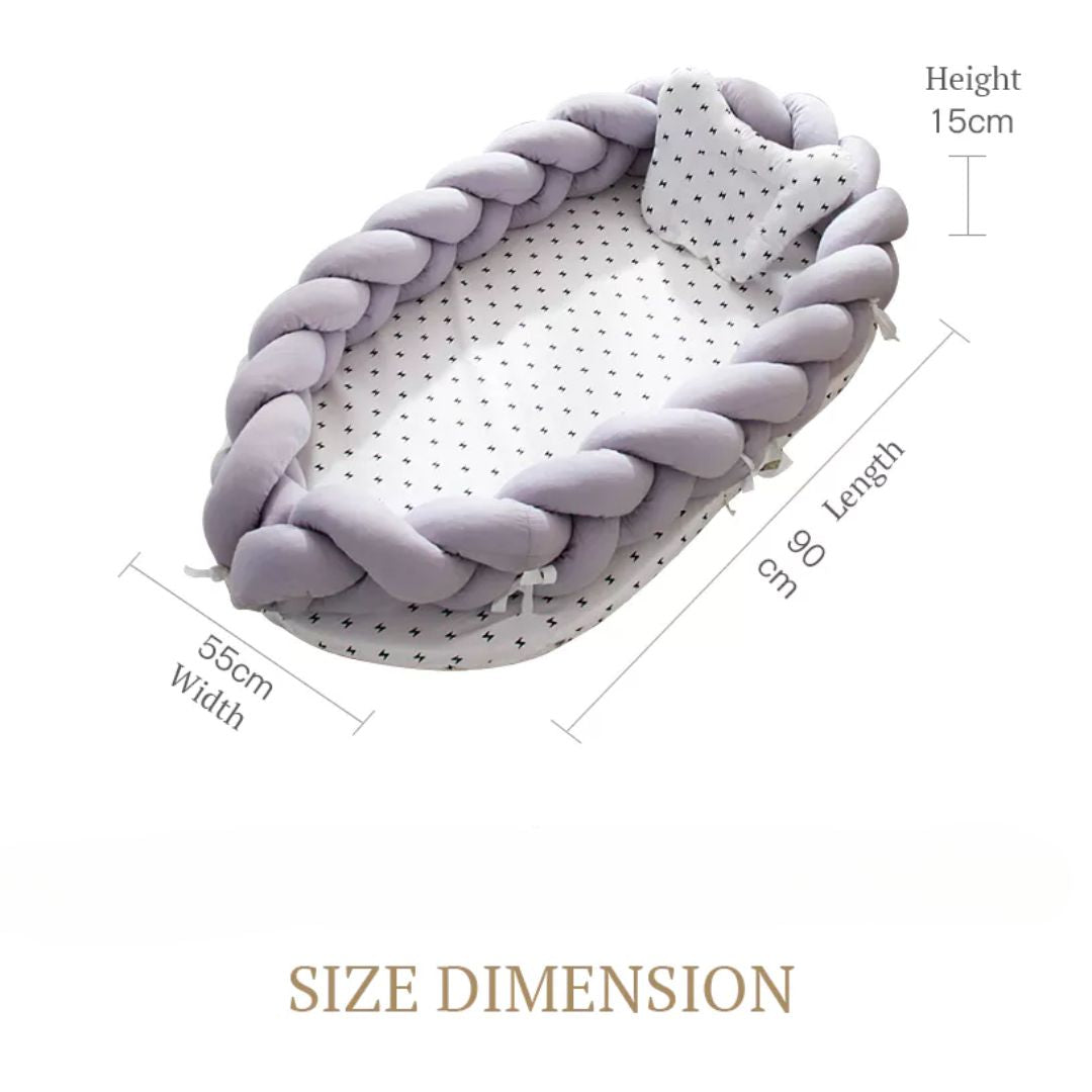 Frendorf | Babybett mit geflochtenem Rand - weiches Kuschelnest für Neugeborene