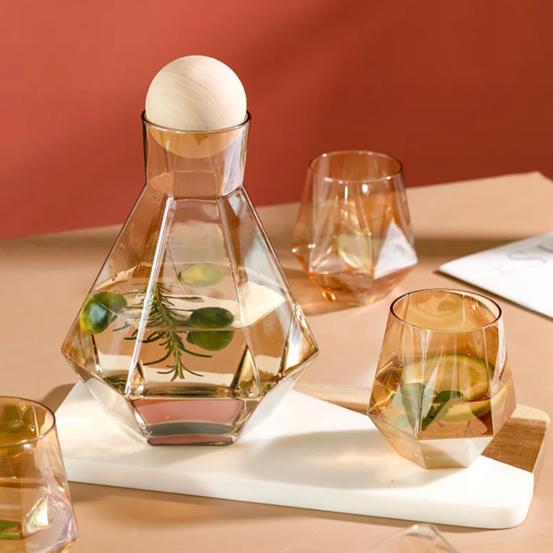 Frendorf | CrystalServe Diamond Design Trinkglas-Set (5-teilig) | Luxuriöses Glasdesign für stilvolle Getränke