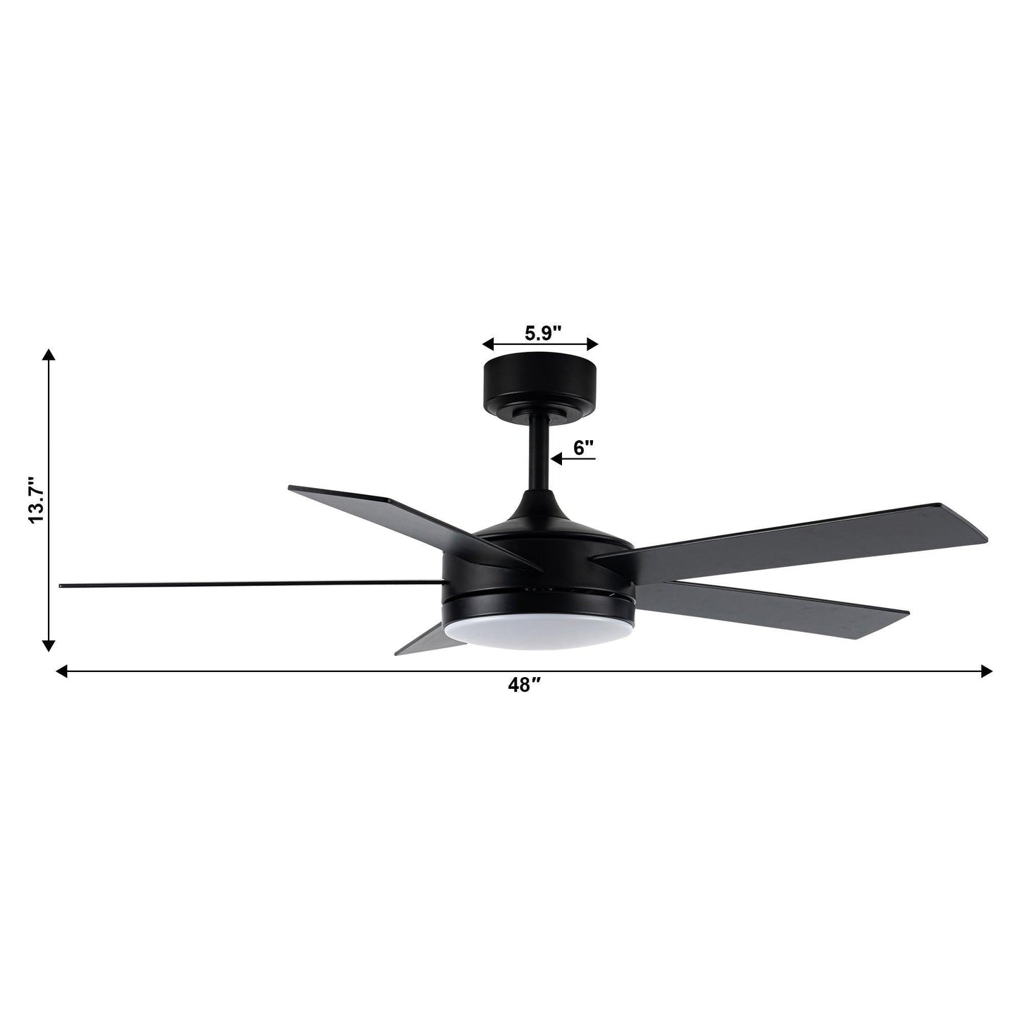 Vaczon 48" 5 Blätter Industrie DC Motor Deckenventilator mit LED-Beleuchtung und Fernbedienung