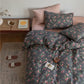 Schwarzes Floral Bettbezug Set