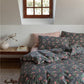 Schwarzes Floral Bettbezug Set