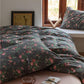 Schwarzes Floral Bettbezug Set