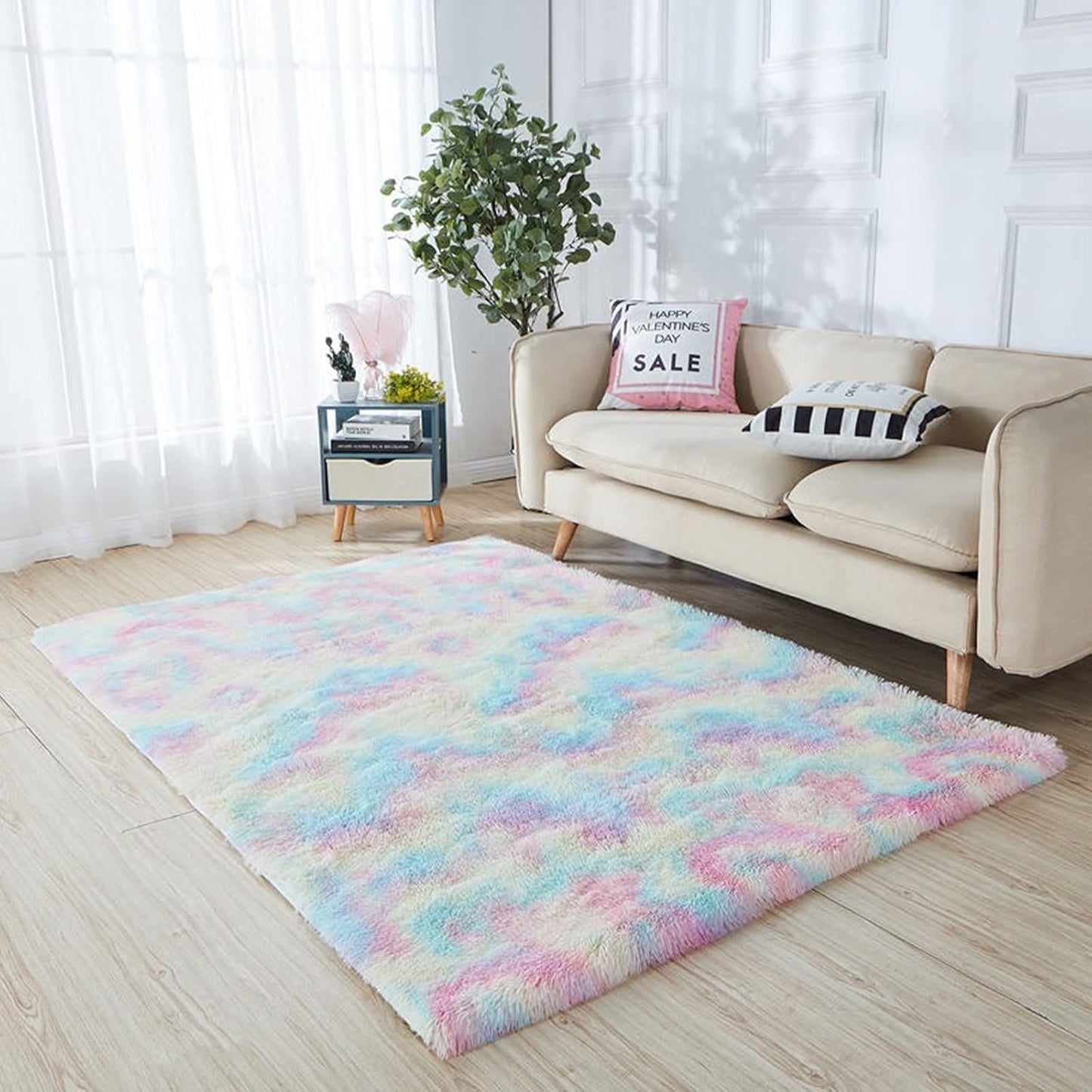 Pastell Regenbogen Batik Teppich