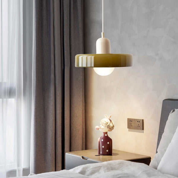 Frendorf |  Pendelleuchte aus farbigem Glas | Elegante Hängeleuchte im Bauhaus-Stil | Designlampe für Wohnzimmer & Esszimmer