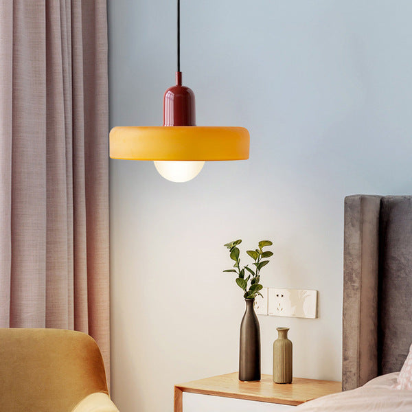 Frendorf |  Pendelleuchte aus farbigem Glas | Elegante Hängeleuchte im Bauhaus-Stil | Designlampe für Wohnzimmer & Esszimmer