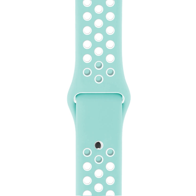 Frendorf | Für Apple Watch Series 10 42mm / 9&8&7 41mm / SE 3&SE 2&6&SE&5&4 40mm / 3&2&1 38mm Modisches Klassisches Silikon Sportuhrband (Weiß Grün)