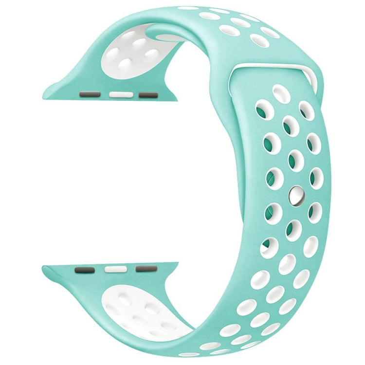 Frendorf | Für Apple Watch Series 10 42mm / 9&8&7 41mm / SE 3&SE 2&6&SE&5&4 40mm / 3&2&1 38mm Modisches Klassisches Silikon Sportuhrband (Weiß Grün)