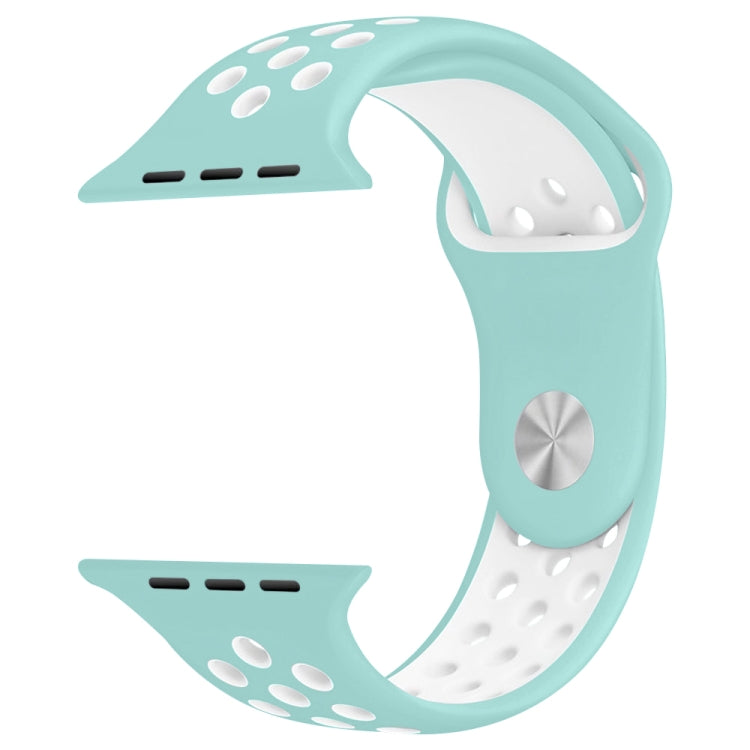 Frendorf | Für Apple Watch Series 10 42mm / 9&8&7 41mm / SE 3&SE 2&6&SE&5&4 40mm / 3&2&1 38mm Modisches Klassisches Silikon Sportuhrband (Weiß Grün)