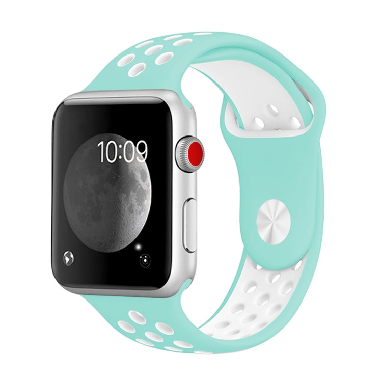 Frendorf | Für Apple Watch Series 10 42mm / 9&8&7 41mm / SE 3&SE 2&6&SE&5&4 40mm / 3&2&1 38mm Modisches Klassisches Silikon Sportuhrband (Weiß Grün)